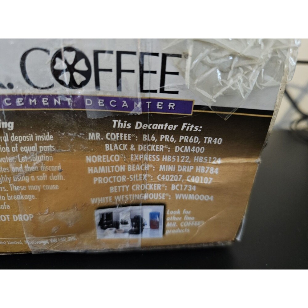 Mr. Coffee BL6 PR6 PR6D TR40 Replacem 4 Cup Pot Decanter White Fits Other Brands - Picture 3 of 5